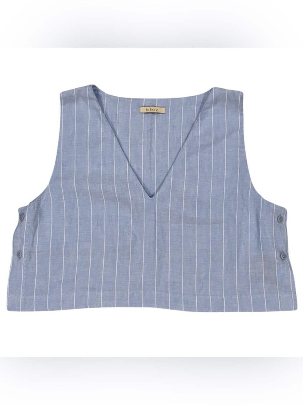 İKİKİZ "La Petite Mort" Striped V-Neck Vest Crop Top OS